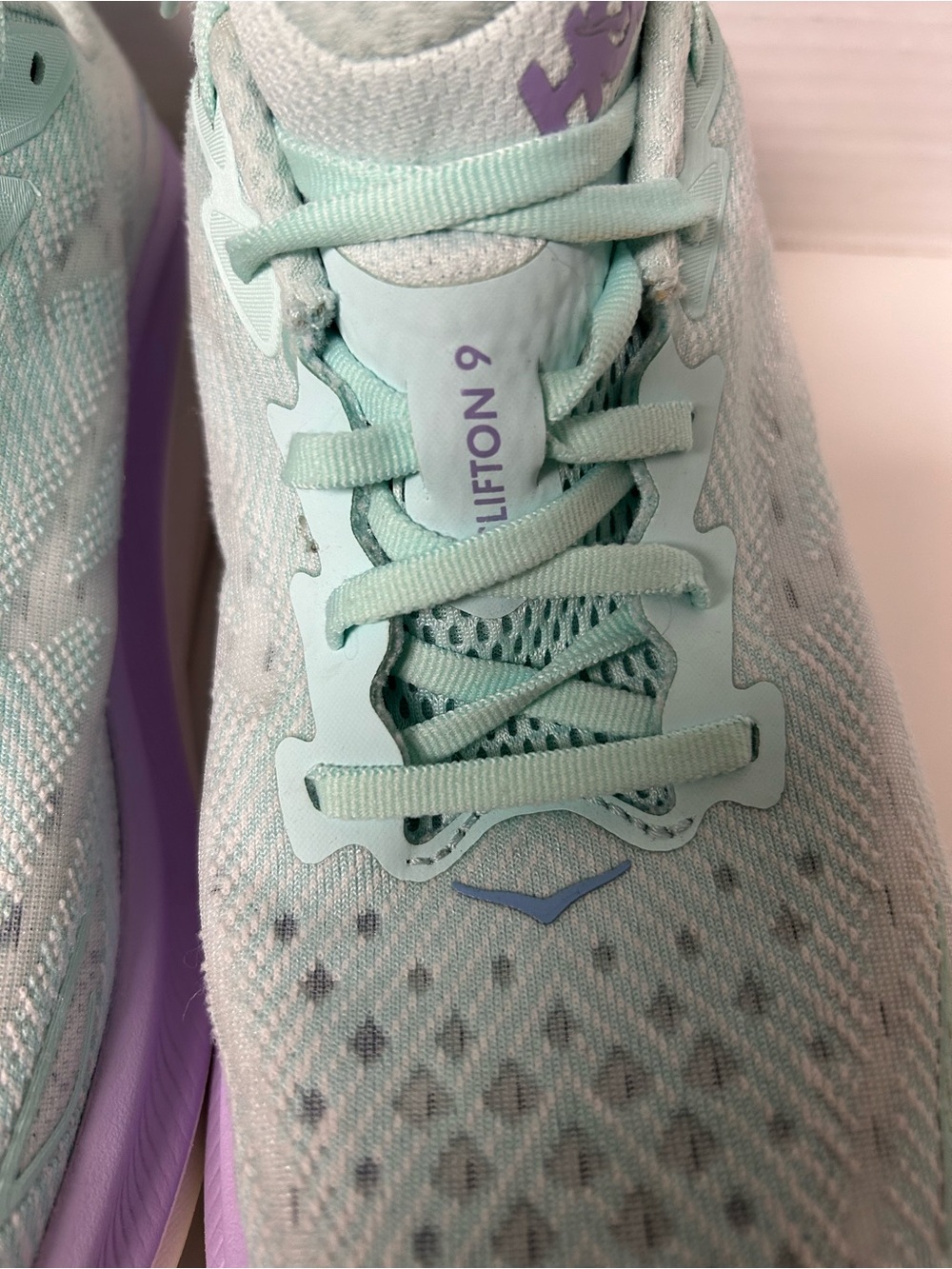 HOKA Clifton 9 Women's Running Shoes Size 10 B Mint Green Purple EUC - Picture 5 of 7